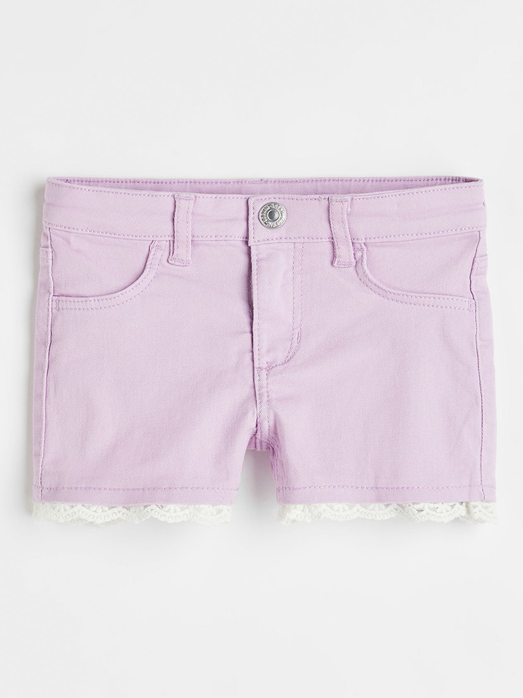 

H&M Girls Lavender Lace Trimmed Twill Shorts