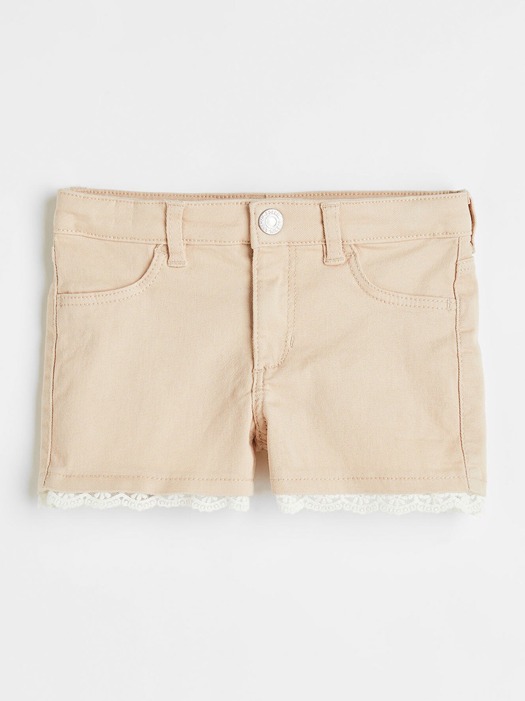 

H&M Girls Beige Lace Trimmed Twill Shorts