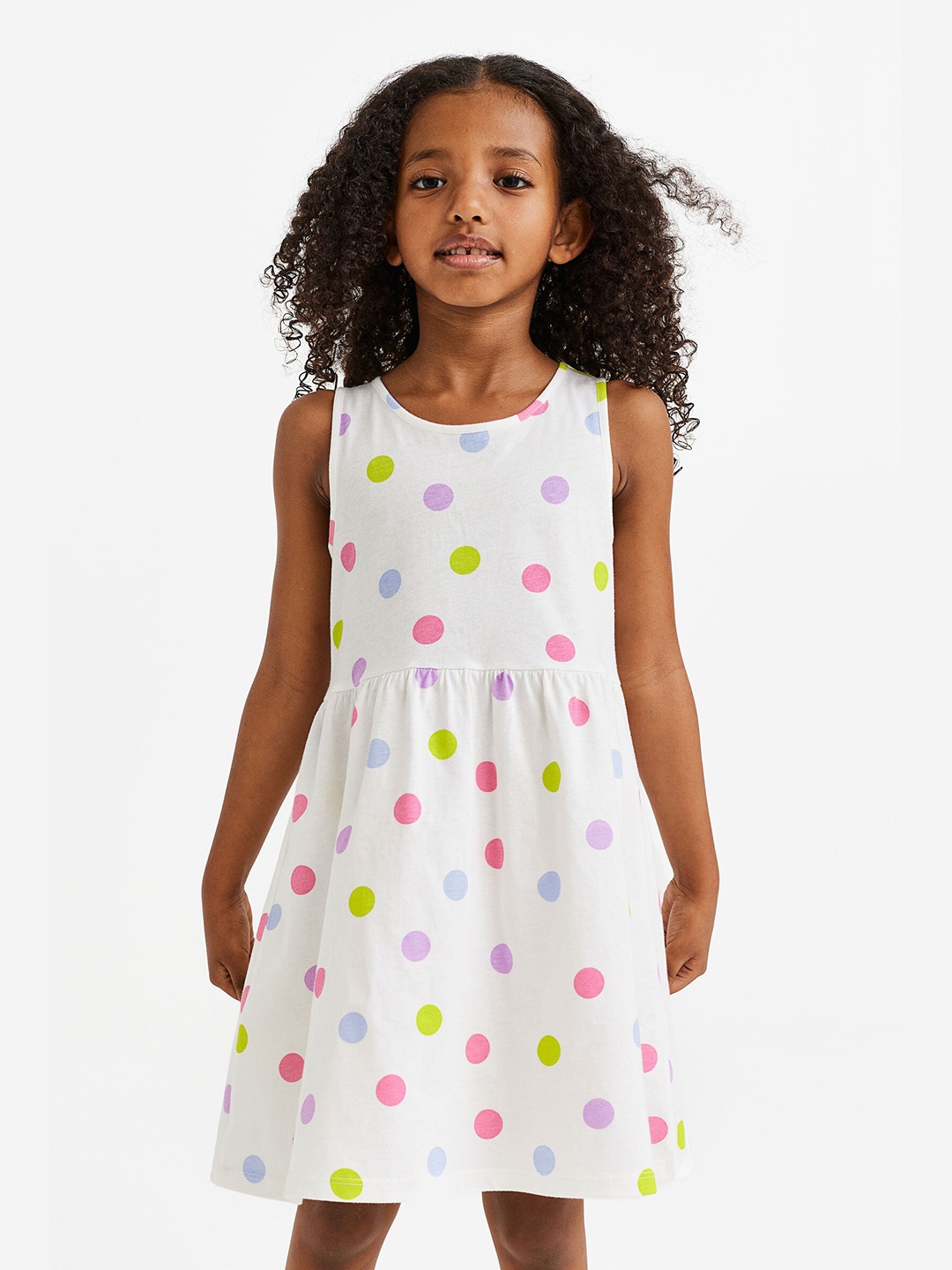 

H&M Girls White Patterned Jersey Dress