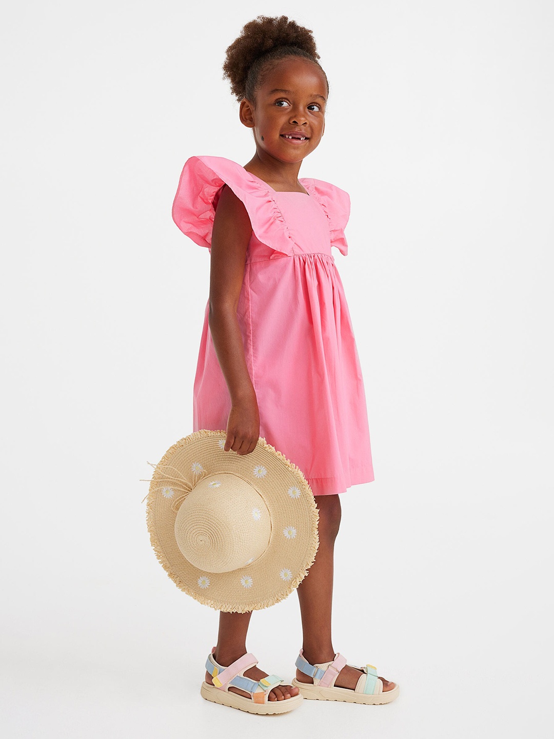 

H&M Girls Pink Flounce-Trimmed Dress