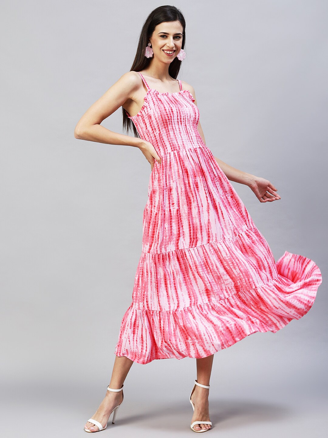 

FASHOR Pink Tie and Dye Dyed Midi Dress