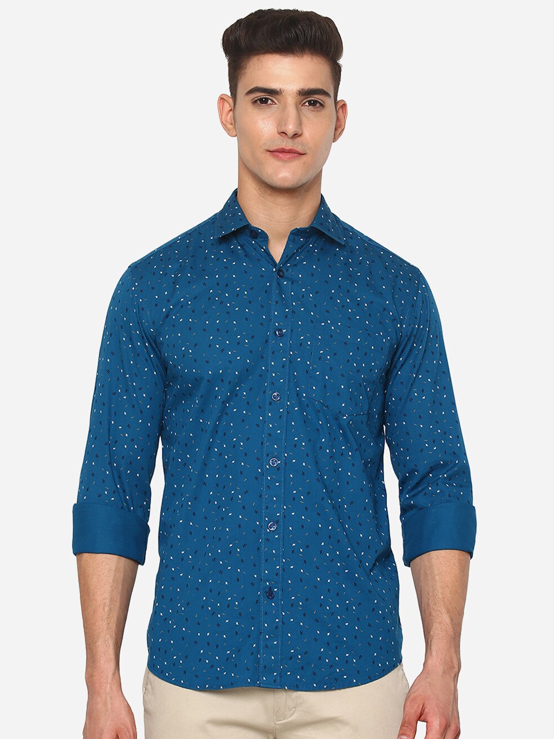 

Greenfibre Men Blue Slim Fit Printed Casual Shirt