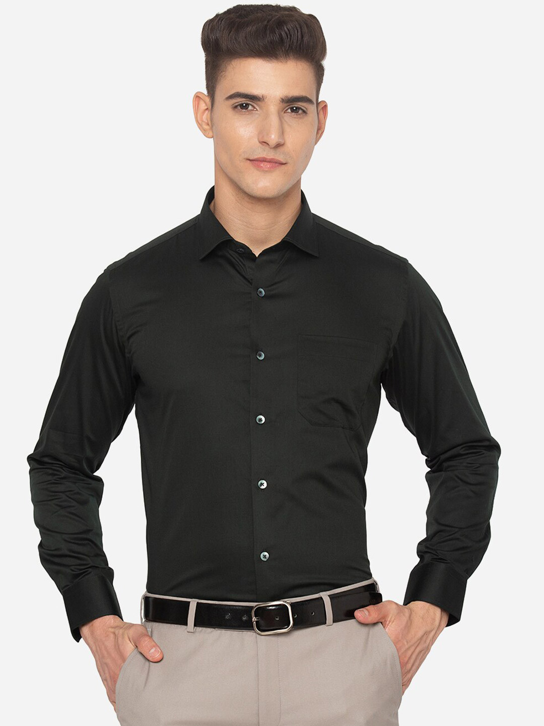 

Greenfibre Men Black Slim Fit Casual Shirt