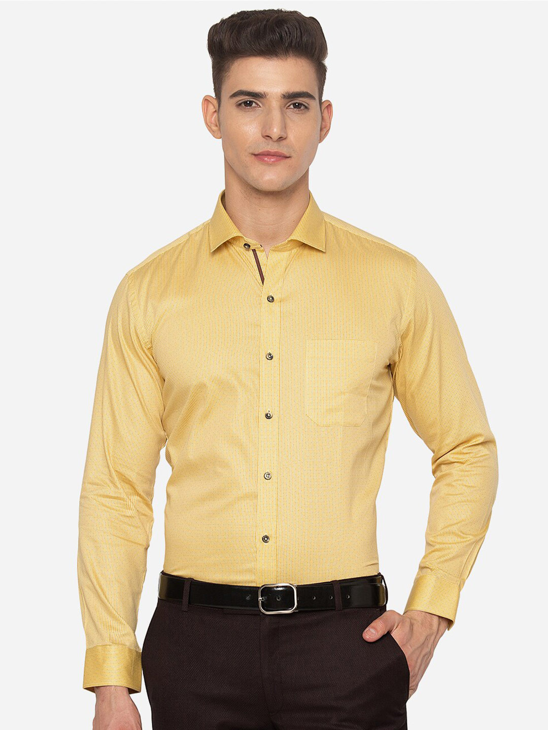

Greenfibre Men Yellow Slim Fit Cotton Formal Shirt