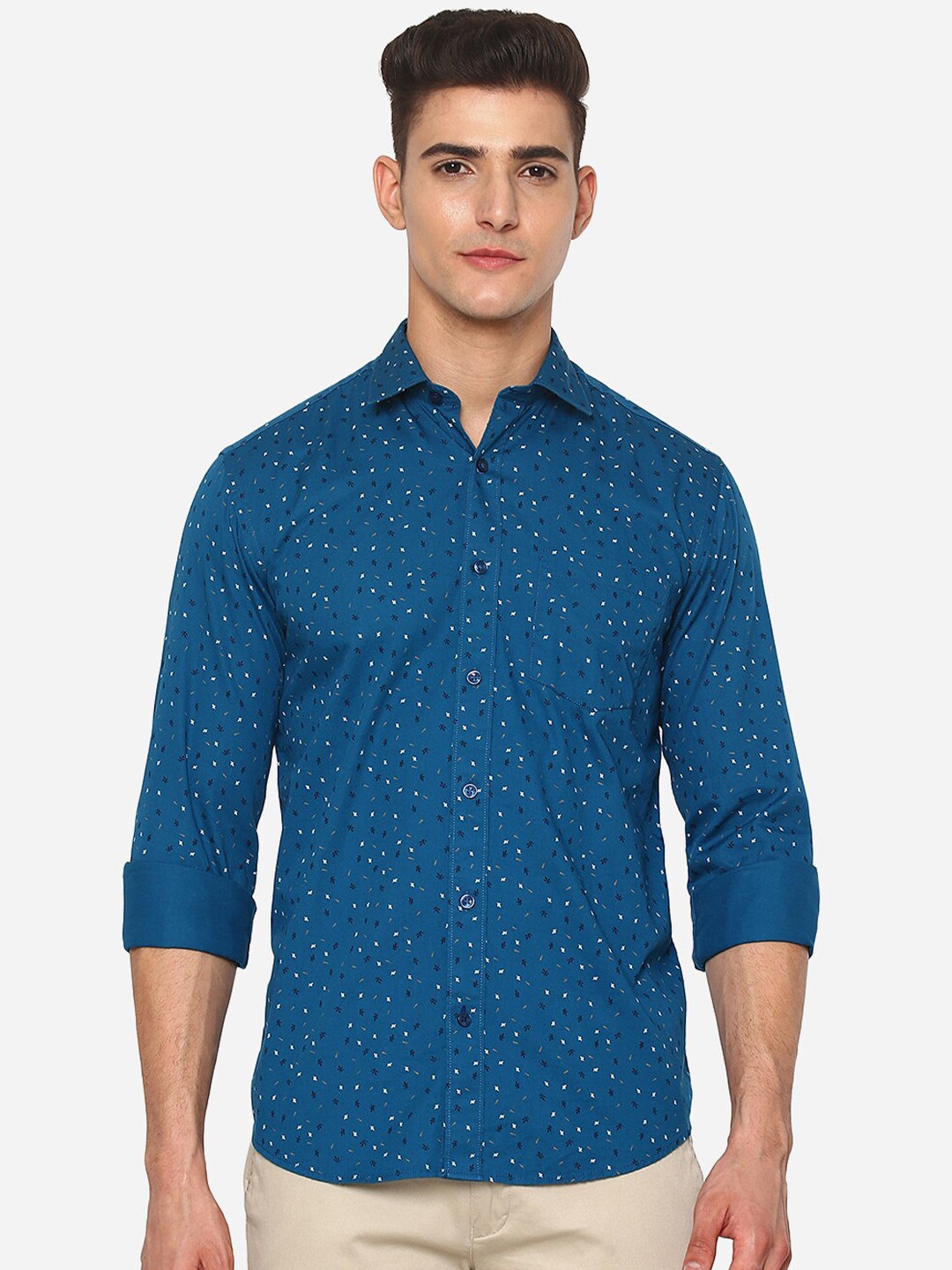 

Greenfibre Men Blue Slim Fit Printed Casual Shirt