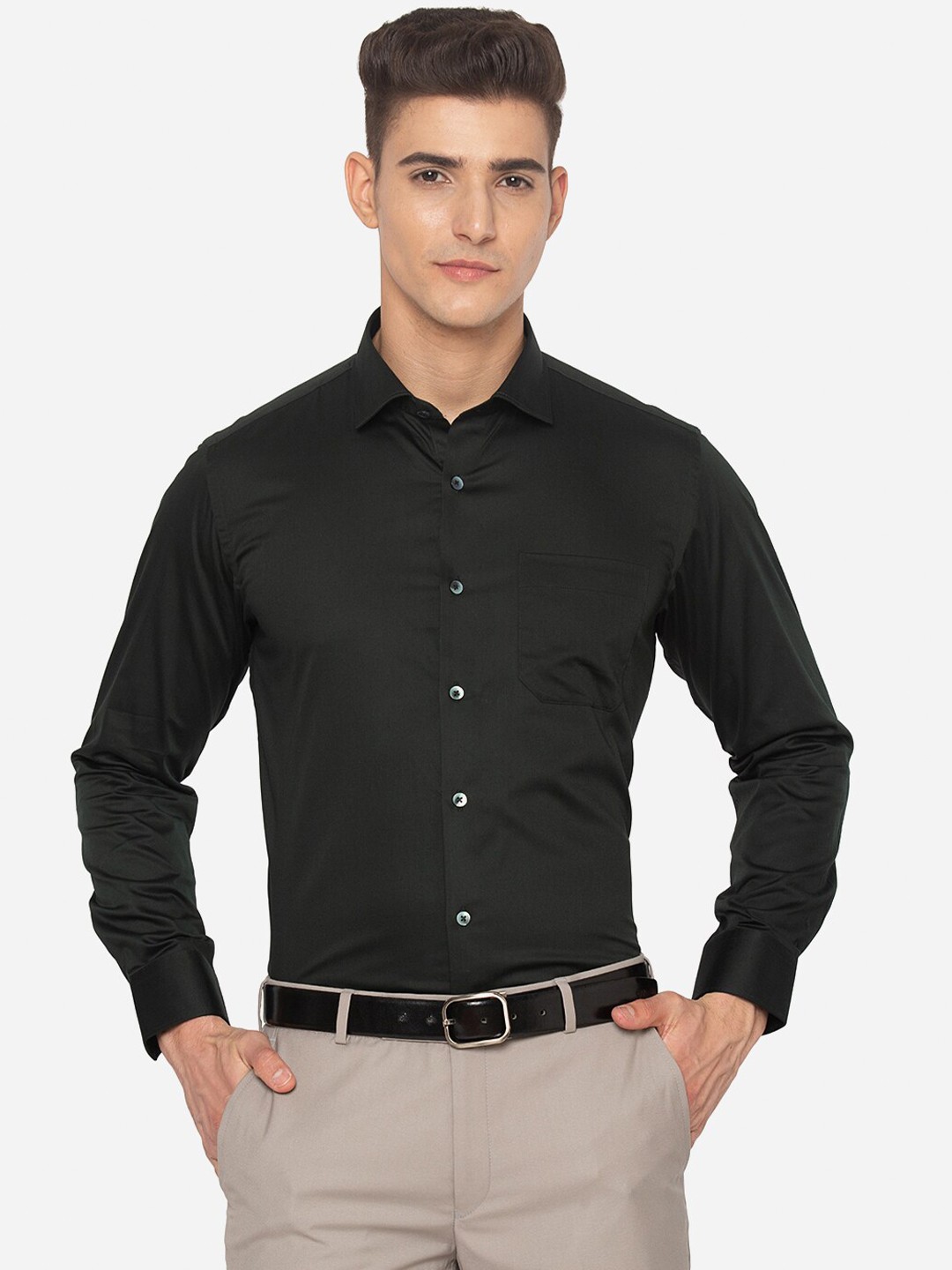 

Greenfibre Men Black Slim Fit Formal Shirt