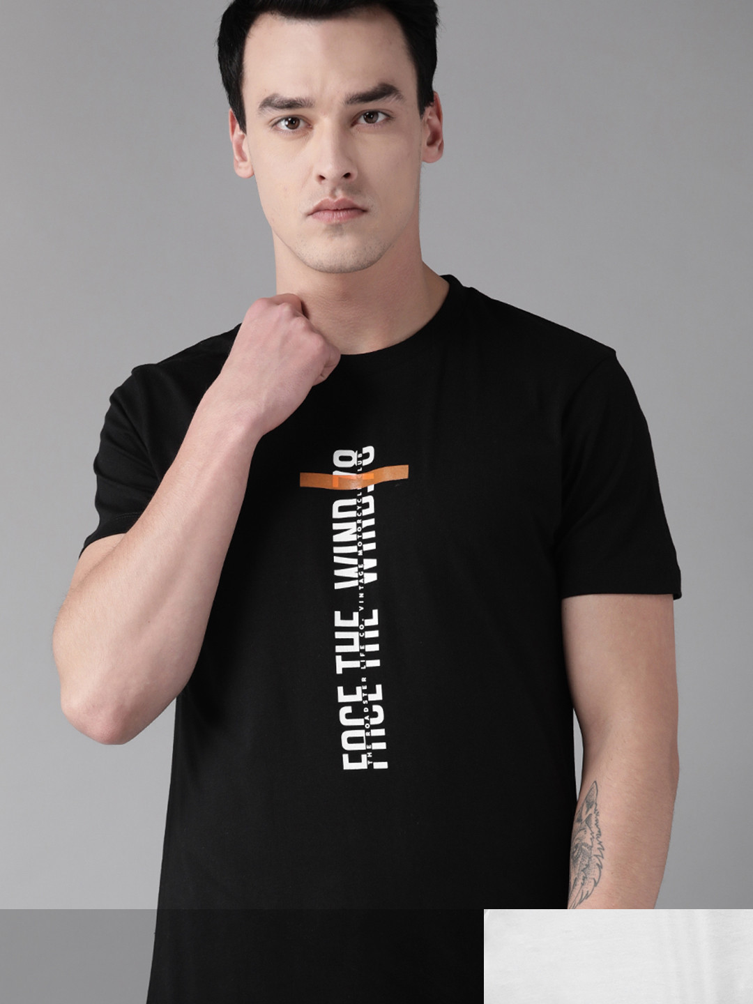 

Roadster Men Pack of 2 Pure Cotton Printed Round Neck T-shirts, Black