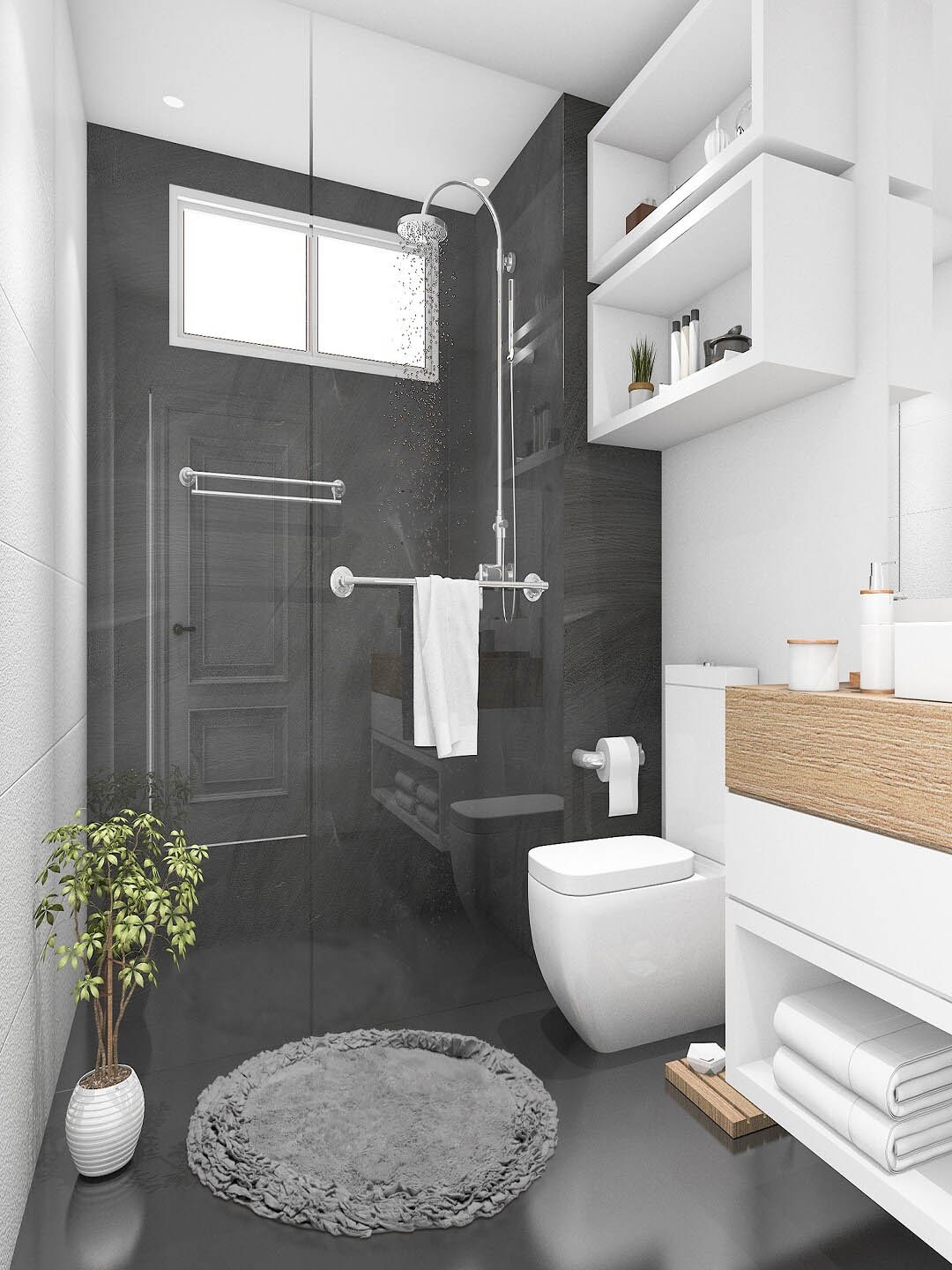 

Pano Grey Solid 2050 GSM Cotton Bath Rugs