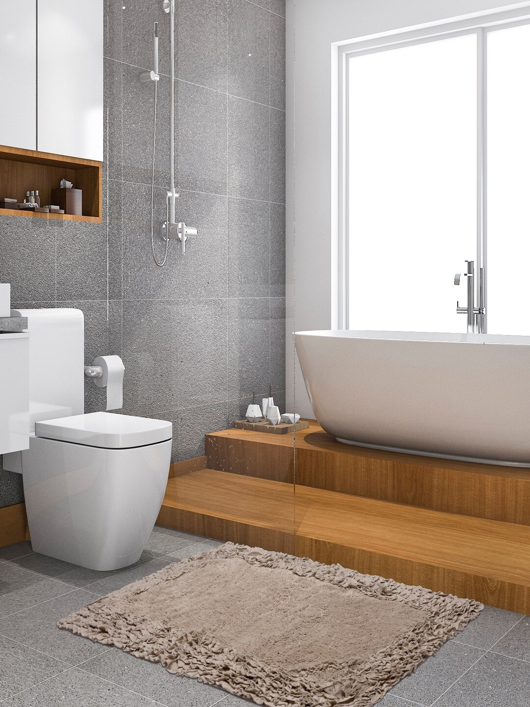 

Pano Beige Solid 2050 GSM Cotton Bath Rugs