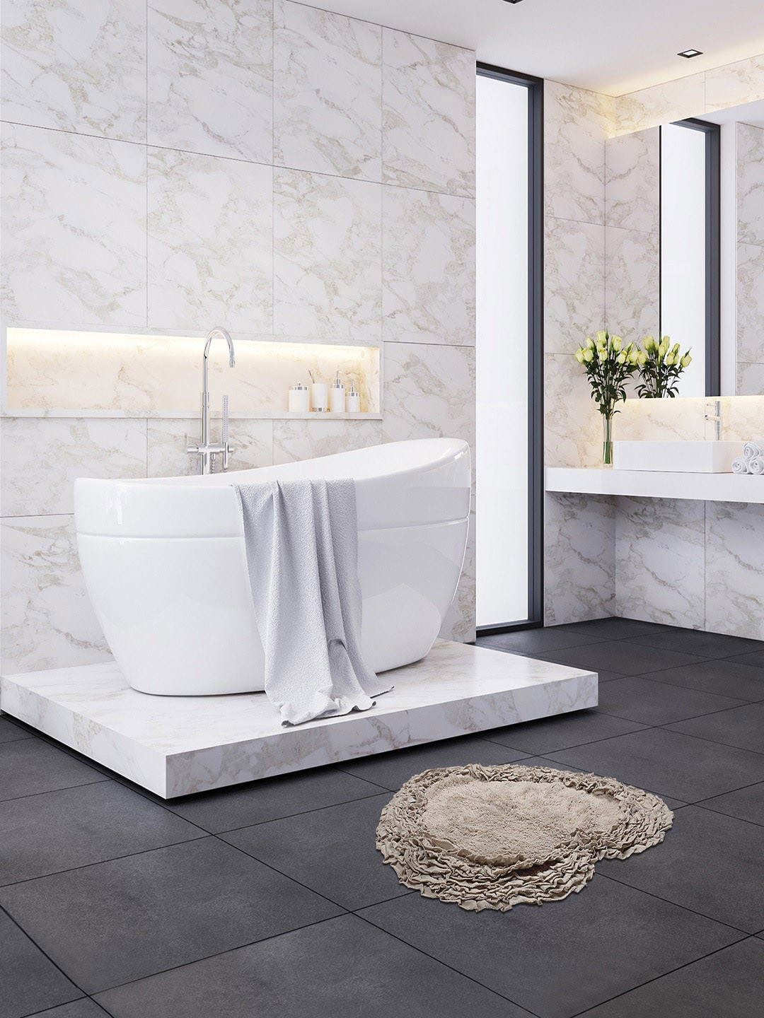

Pano Beige Solid 2050 GSM Cotton Bath Rugs
