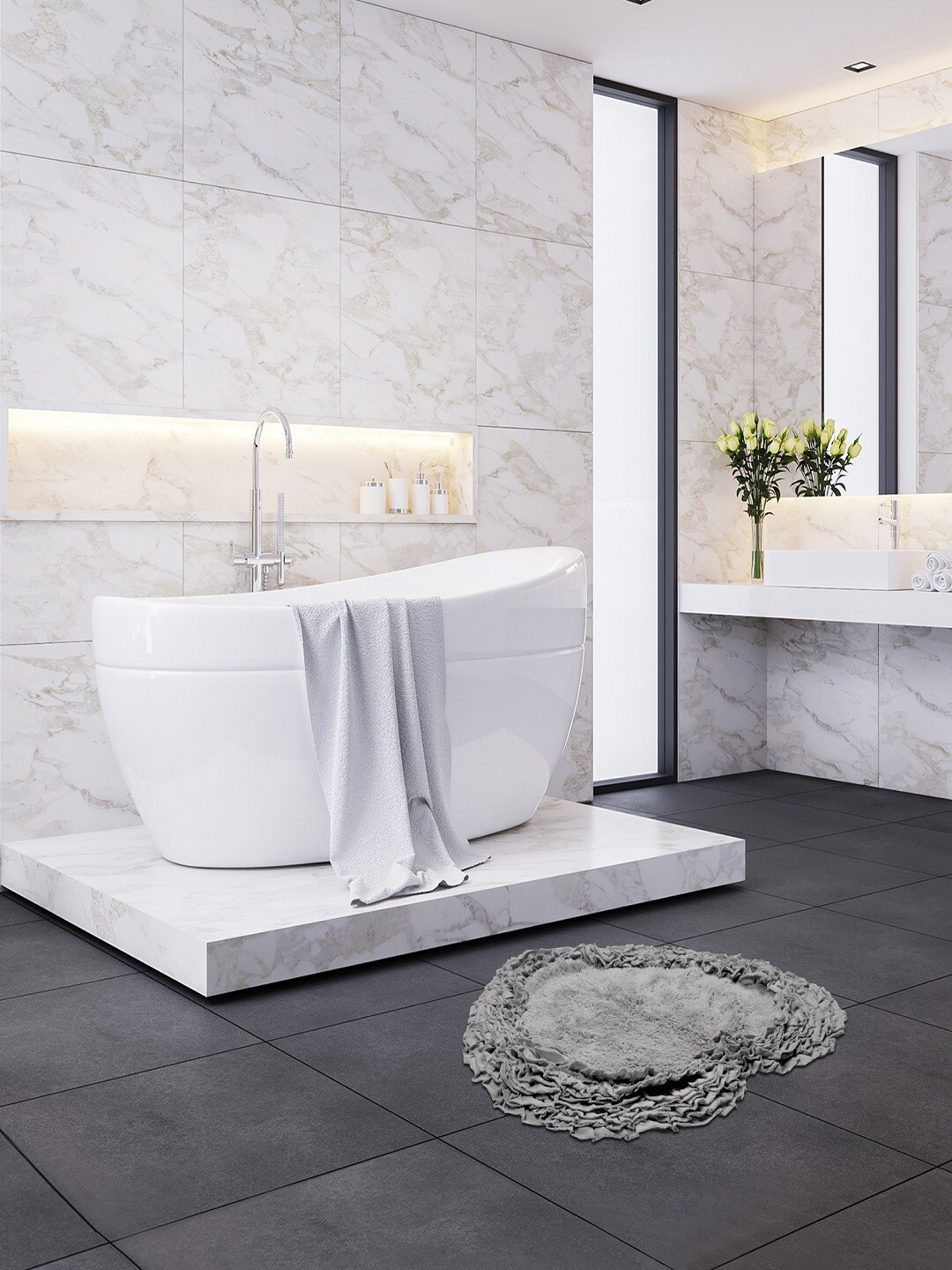 

Pano Grey Solid 2050 GSM Cotton Bath Rugs