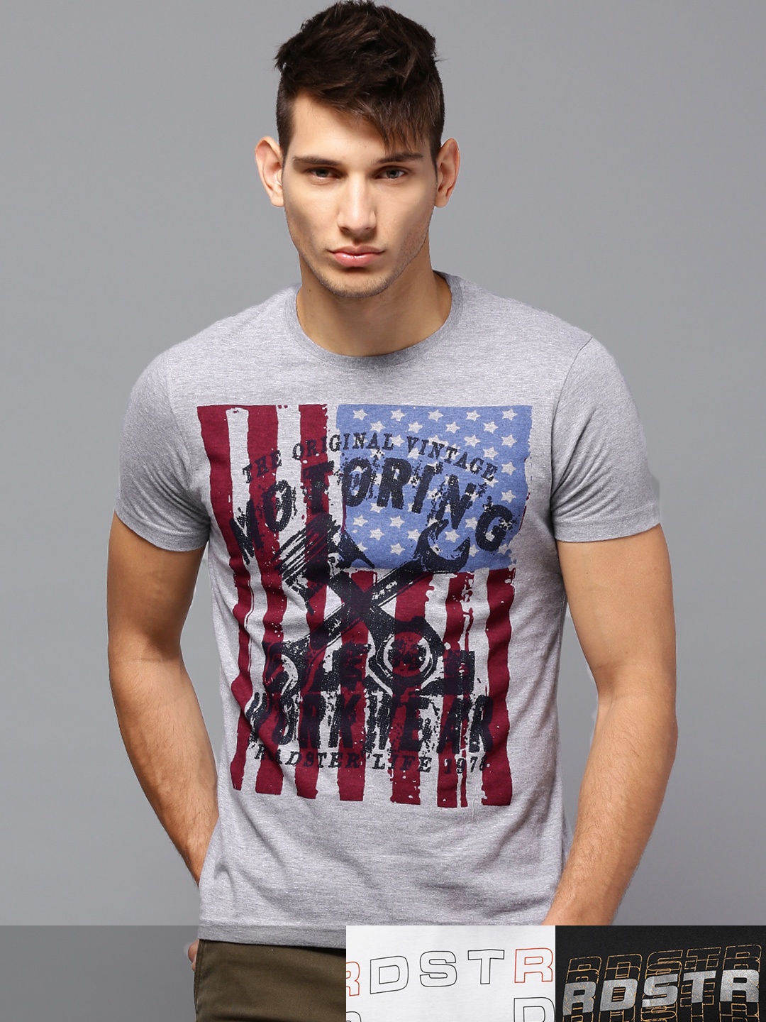 

Roadster Men Pack Of 3 Printed Pure Cotton T-Shirt, Black