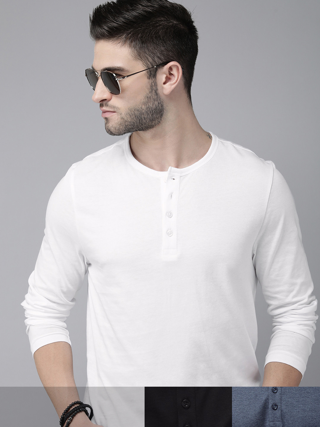

Roadster Men Pack Of 3 Solid Pure Cotton T-Shirt, White