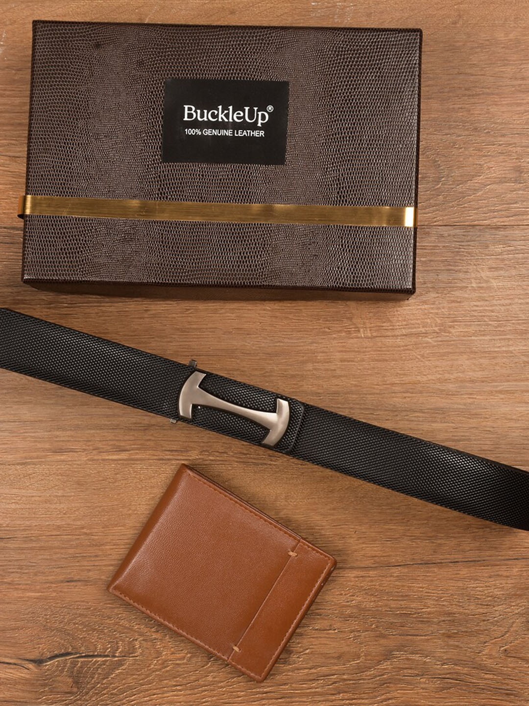 

BuckleUp Men Black & Brown Solid Accessory Gift Set