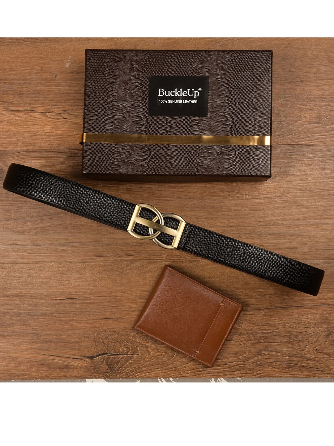 

BuckleUp Men Black & Tan Brown Solid Accessory Gift Set