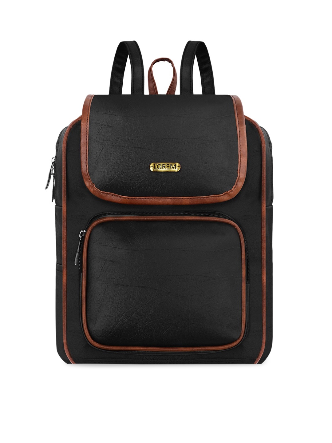 

LOREM Women Black & Brown Backpack