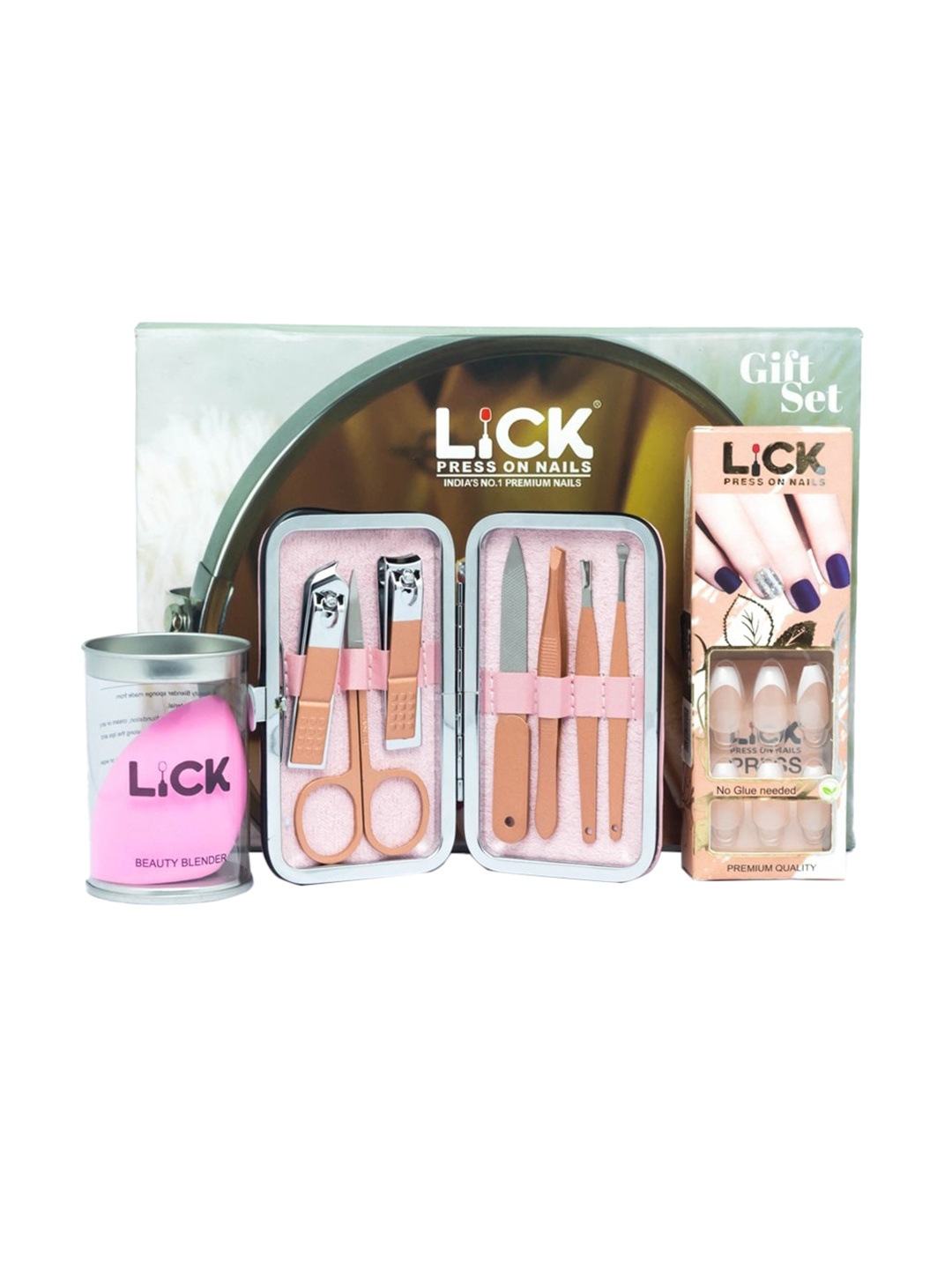 

LICK Beauty Blender & Manicure Pedicure Kit, Peach