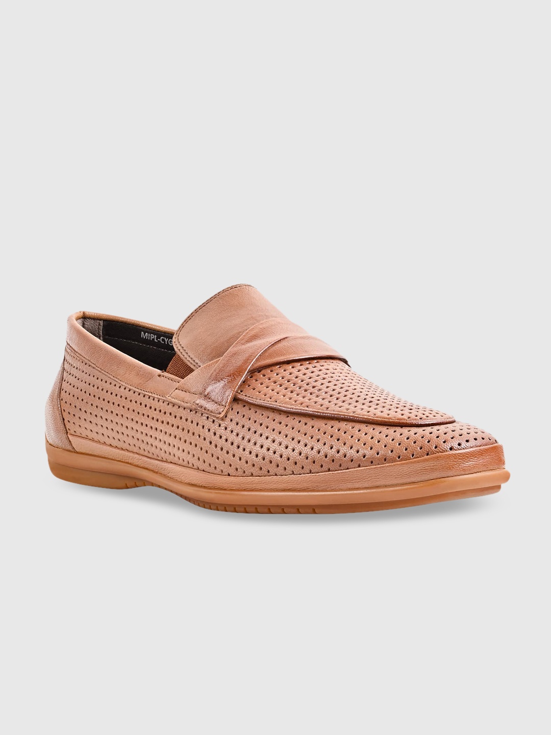 

Egle Men Brown Perforated Leather Formal Slip-On Shoes