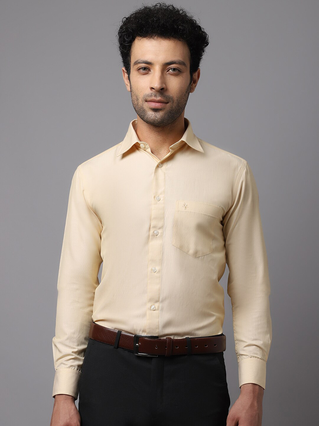 

Cantabil Men Yellow Formal Shirt