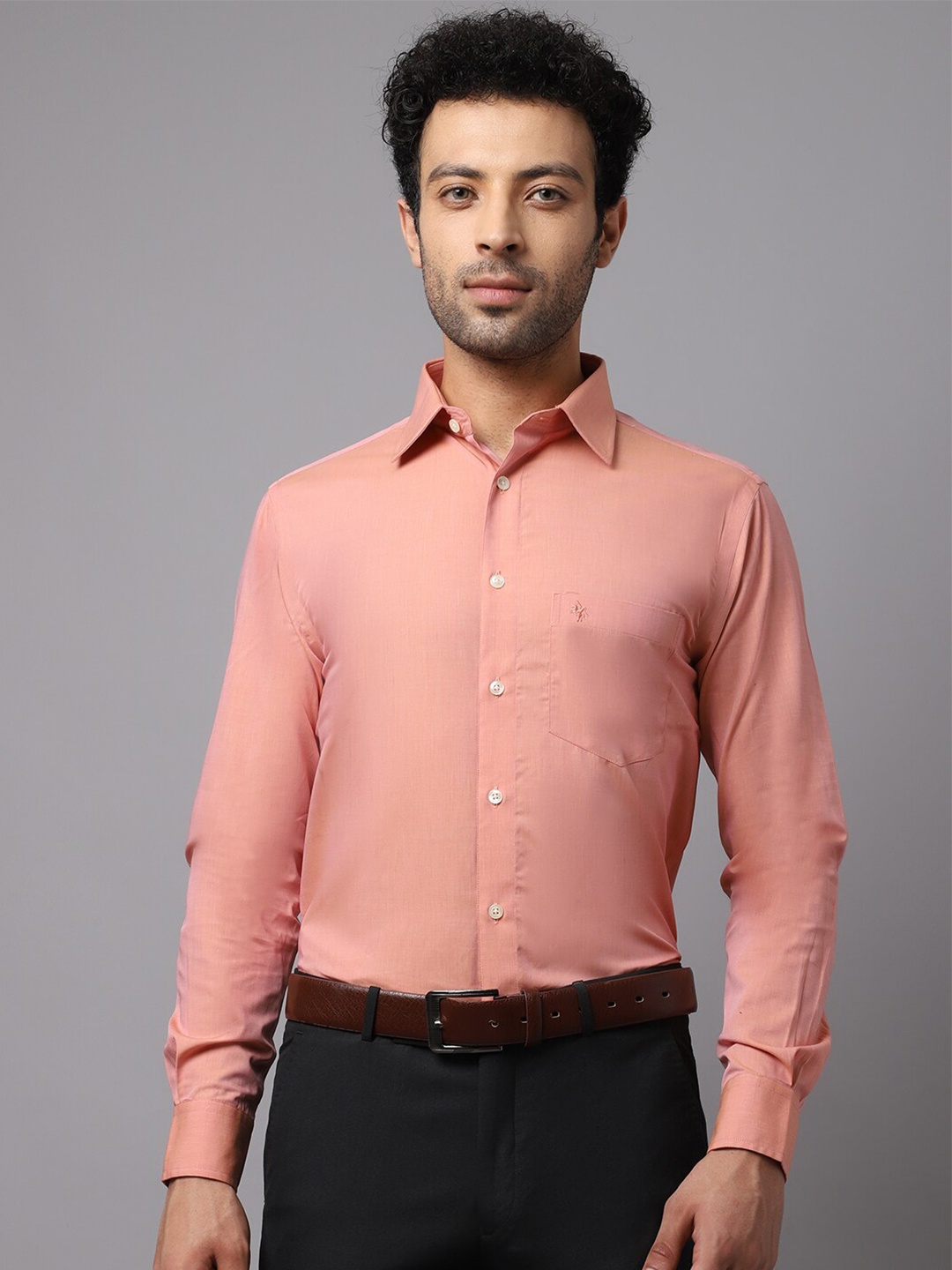 

Cantabil Men Orange Cotton Formal Shirt