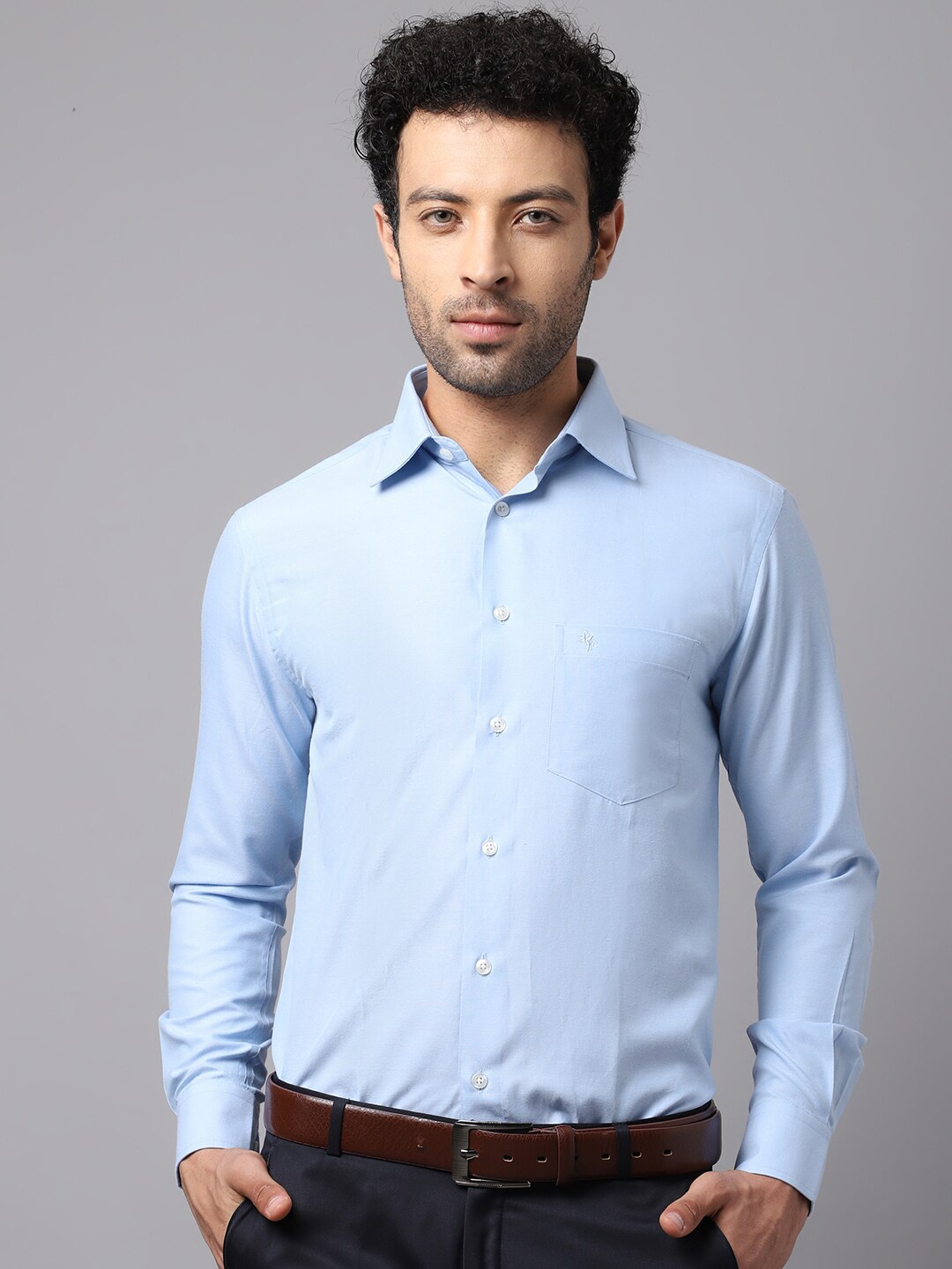 

Cantabil Men Blue Cotton Formal Shirt
