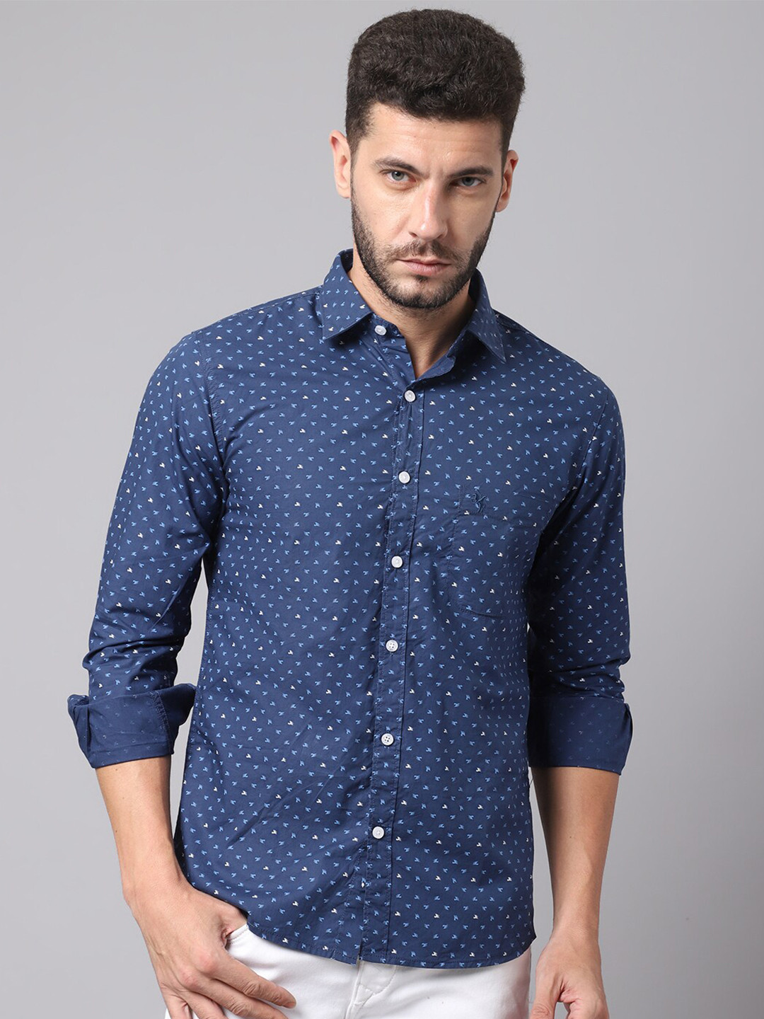 

Cantabil Men Blue Printed Casual Shirt