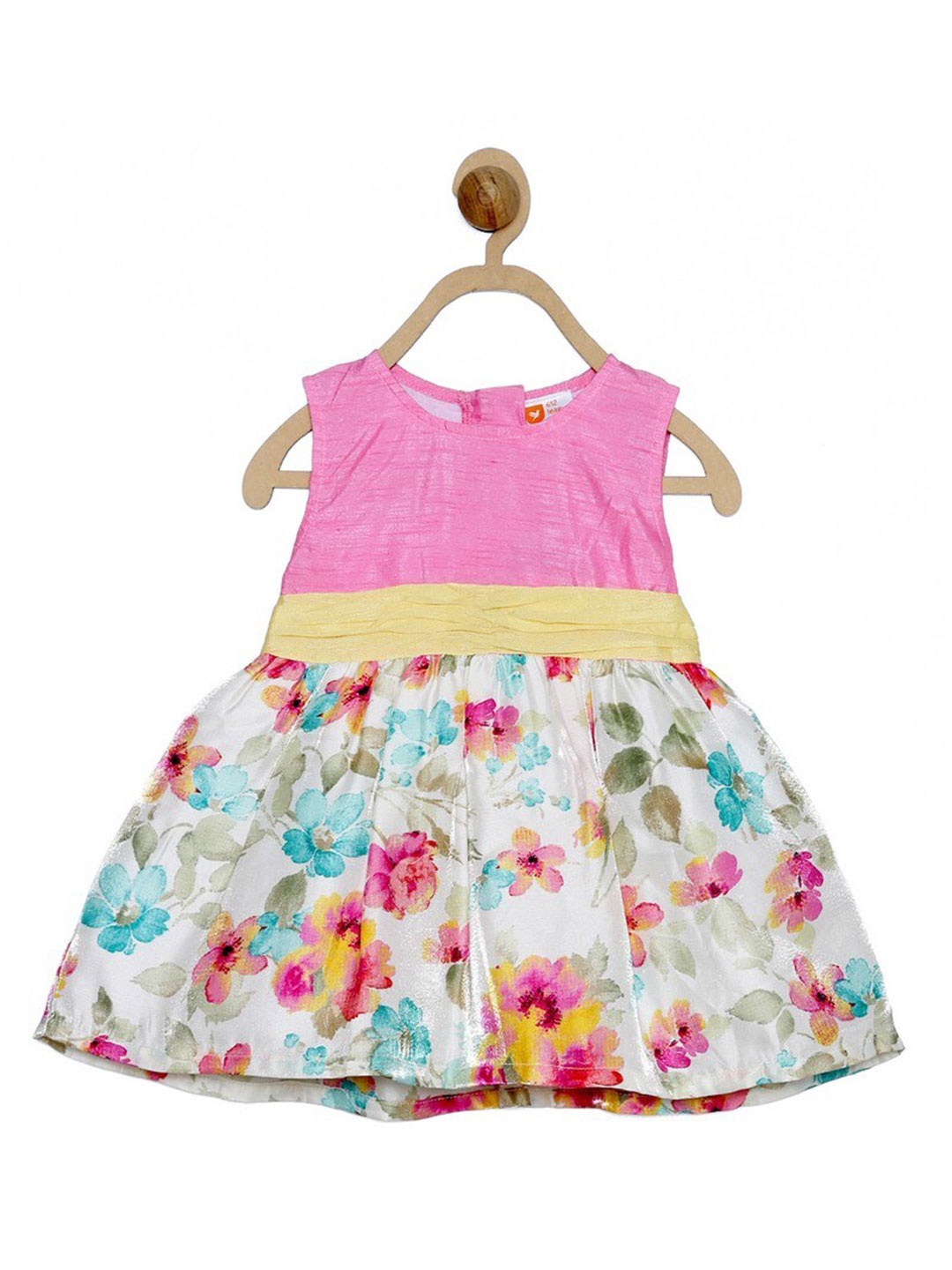 

612League Girls Pink Floral Printed Fit & Flare Dress