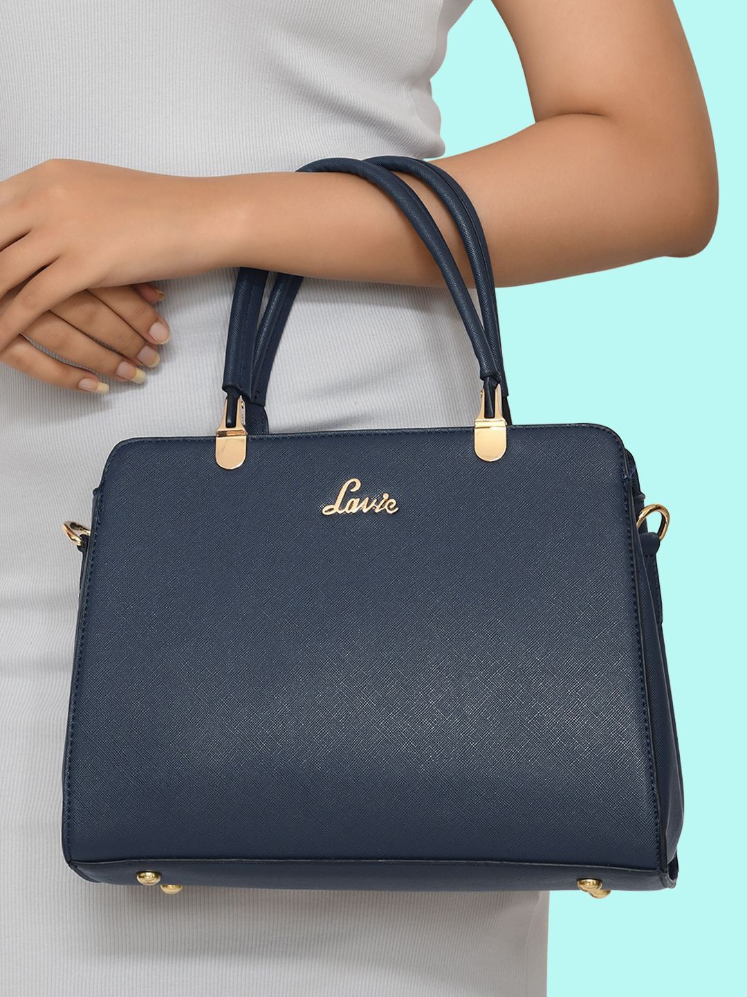 

Lavie Ushy Blue Solid Handheld Bag