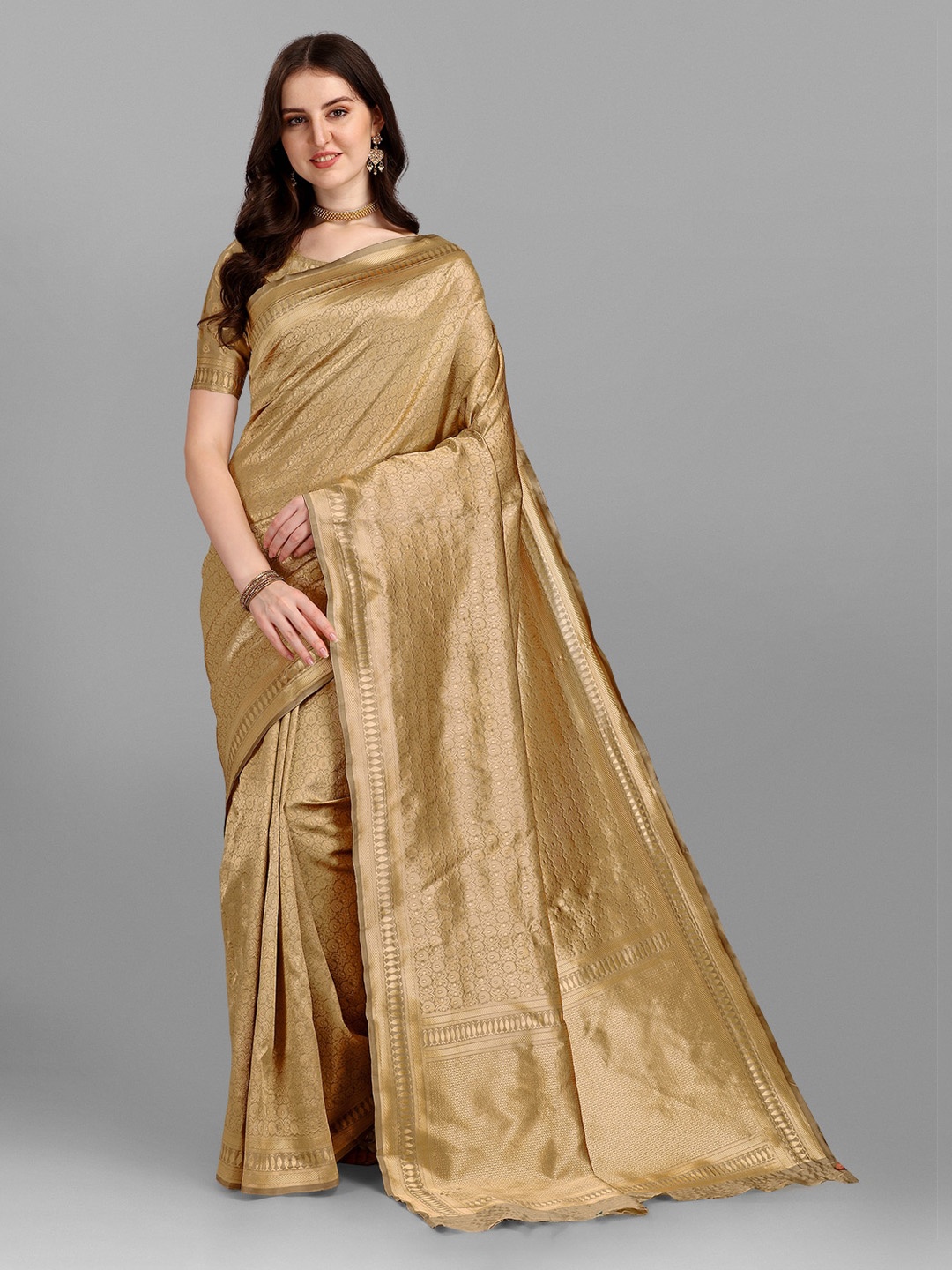 

YOYO Fashion Beige Woven Design Banarasi Saree