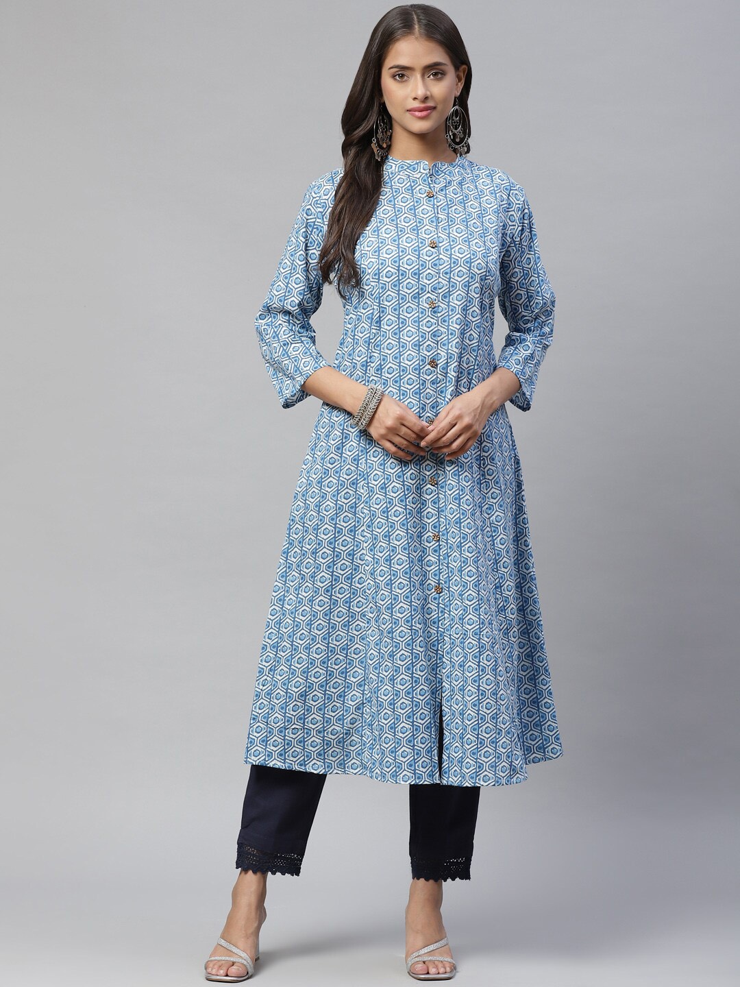 

Glorious Women Blue printed Printed Kurta