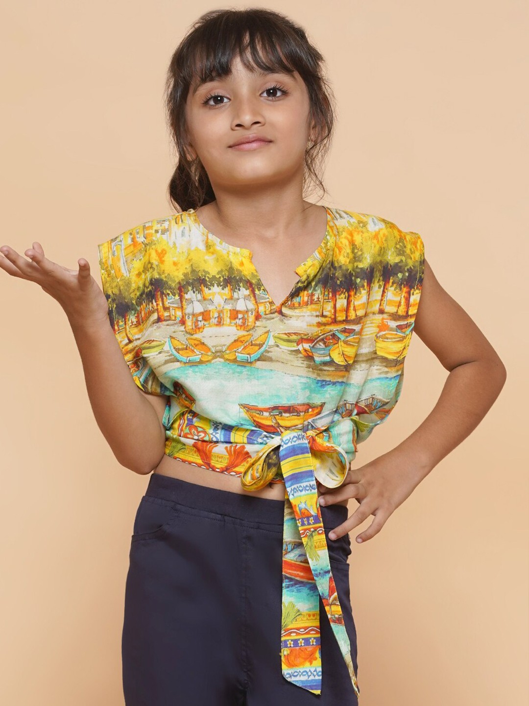 

titliyan Girls Multicoloured Printed Crop Top, Multi