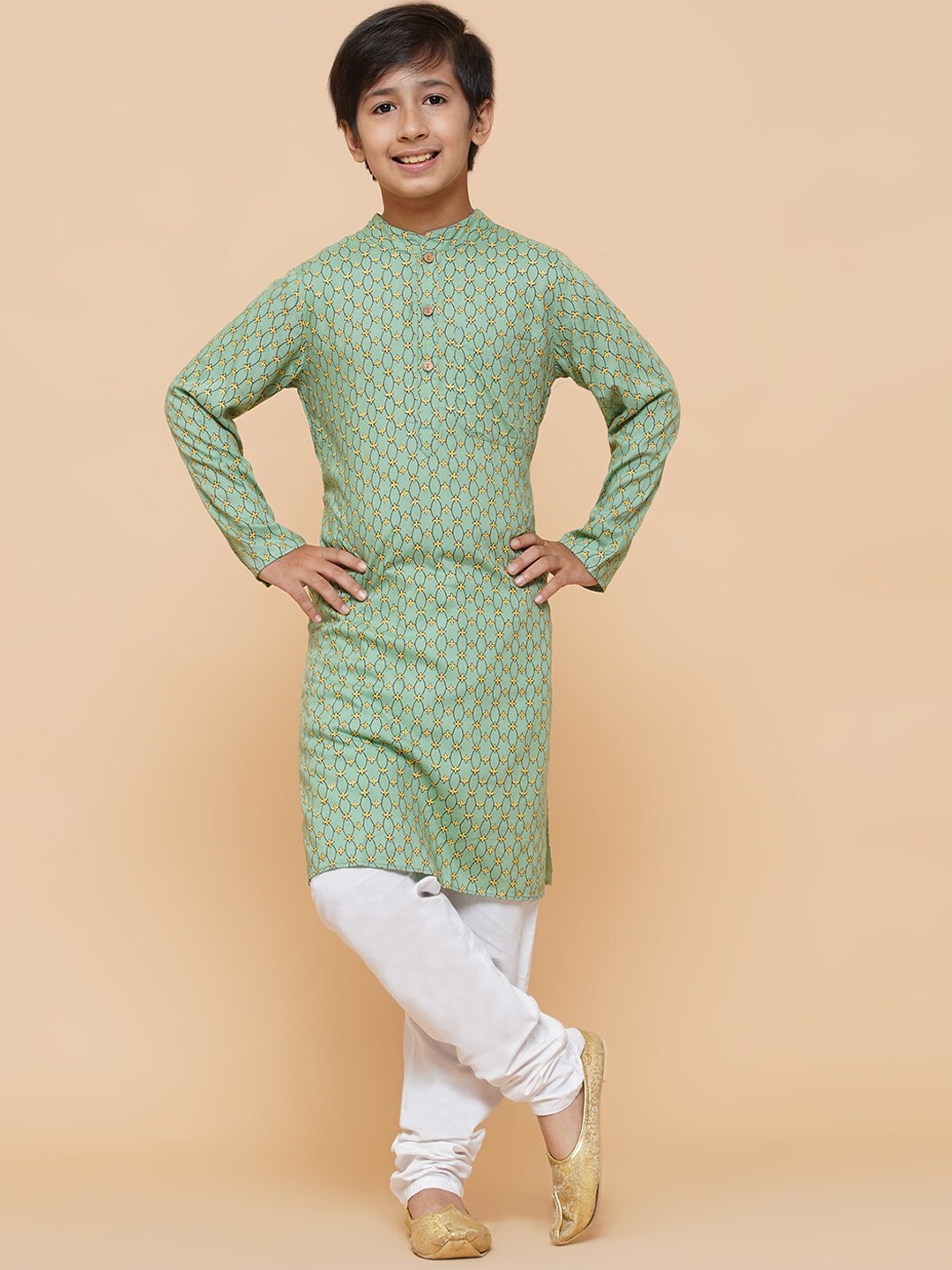 

titliyan Boys Green Ethnic Motifs Kurta