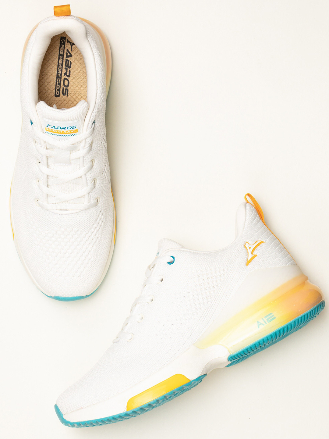 

ABROS Men White Mesh Sports Shoes