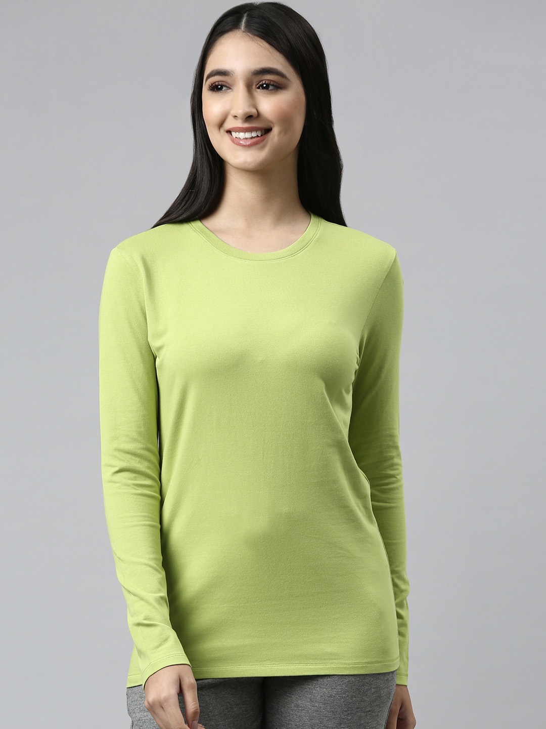 

Enamor Women Solid Stretch Cotton Lounge T-shirts, Green