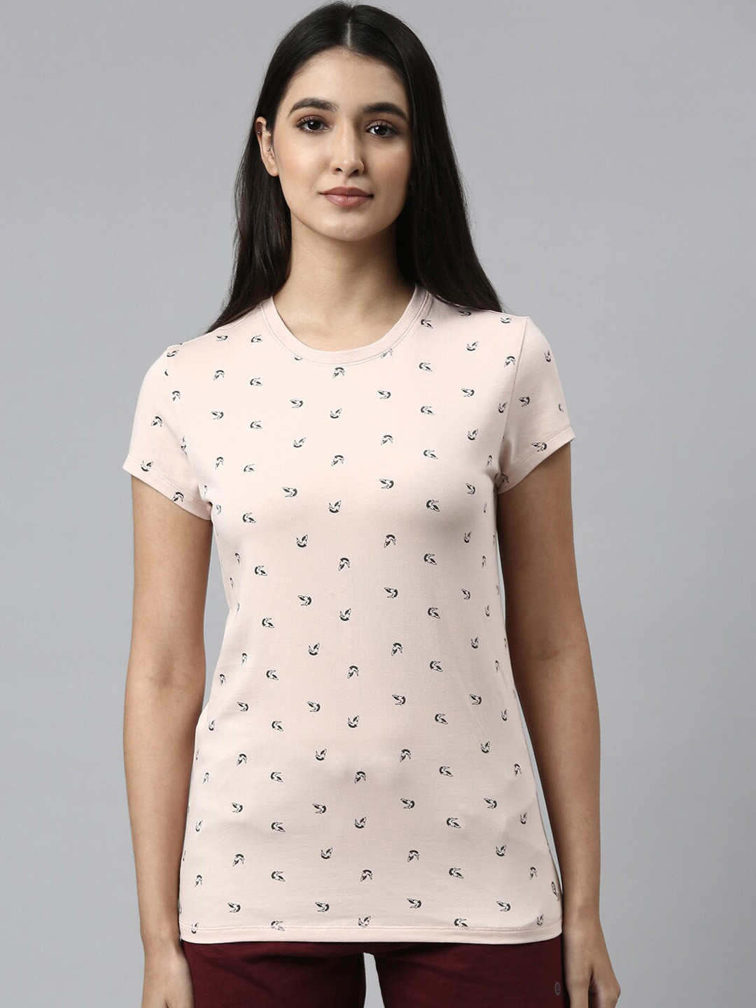 

Enamor Women Pink Printed Lounge Tshirt