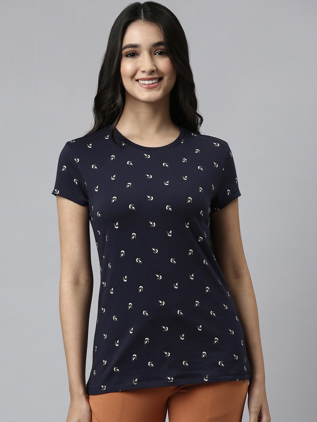 

Enamor Women Navy Blue Printed Lounge Tshirt