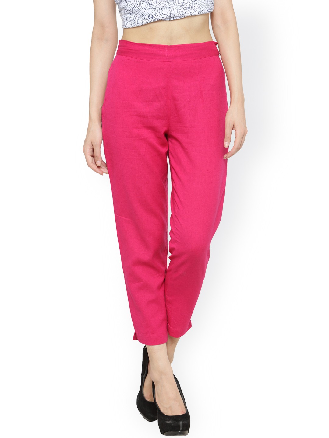 

Indibelle Women Magenta Smart Tapered Fit Trousers