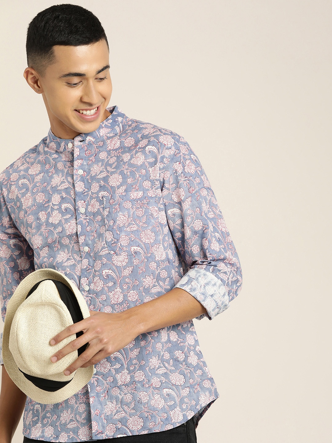 

Taavi Sanganeri Floral Printed Pure Cotton Casual Shirt, Blue
