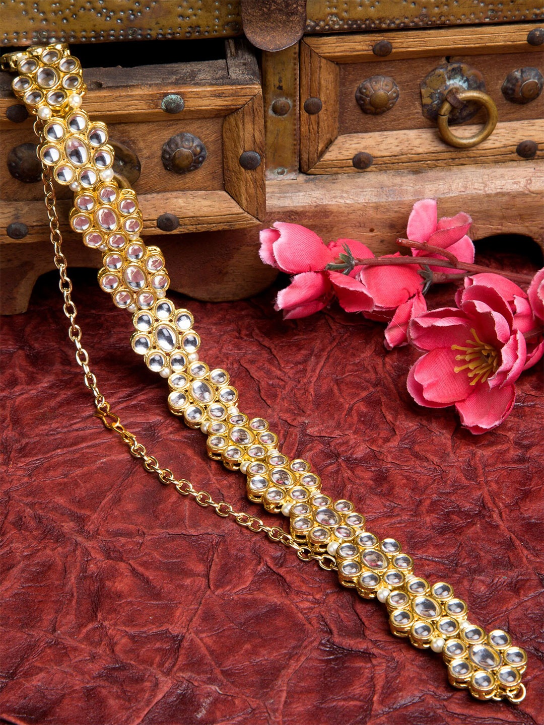 

KARATCART Women Gold-Toned & White Embellished Hairband