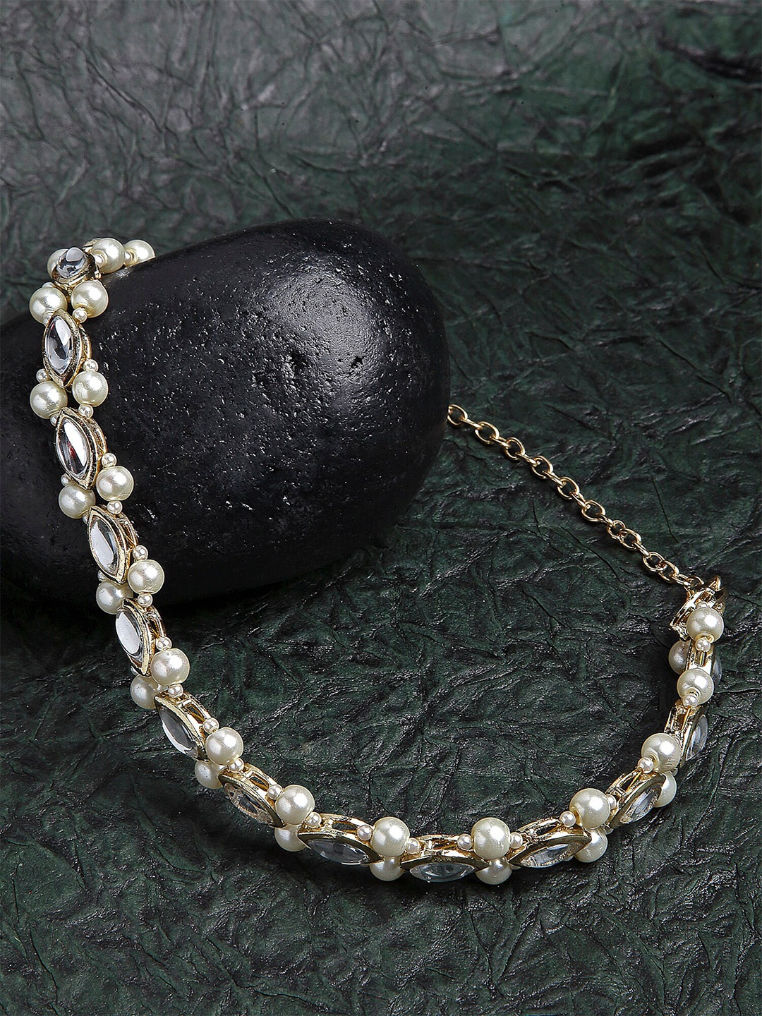 

KARATCART Women Gold-Toned & White Embellished Hairband