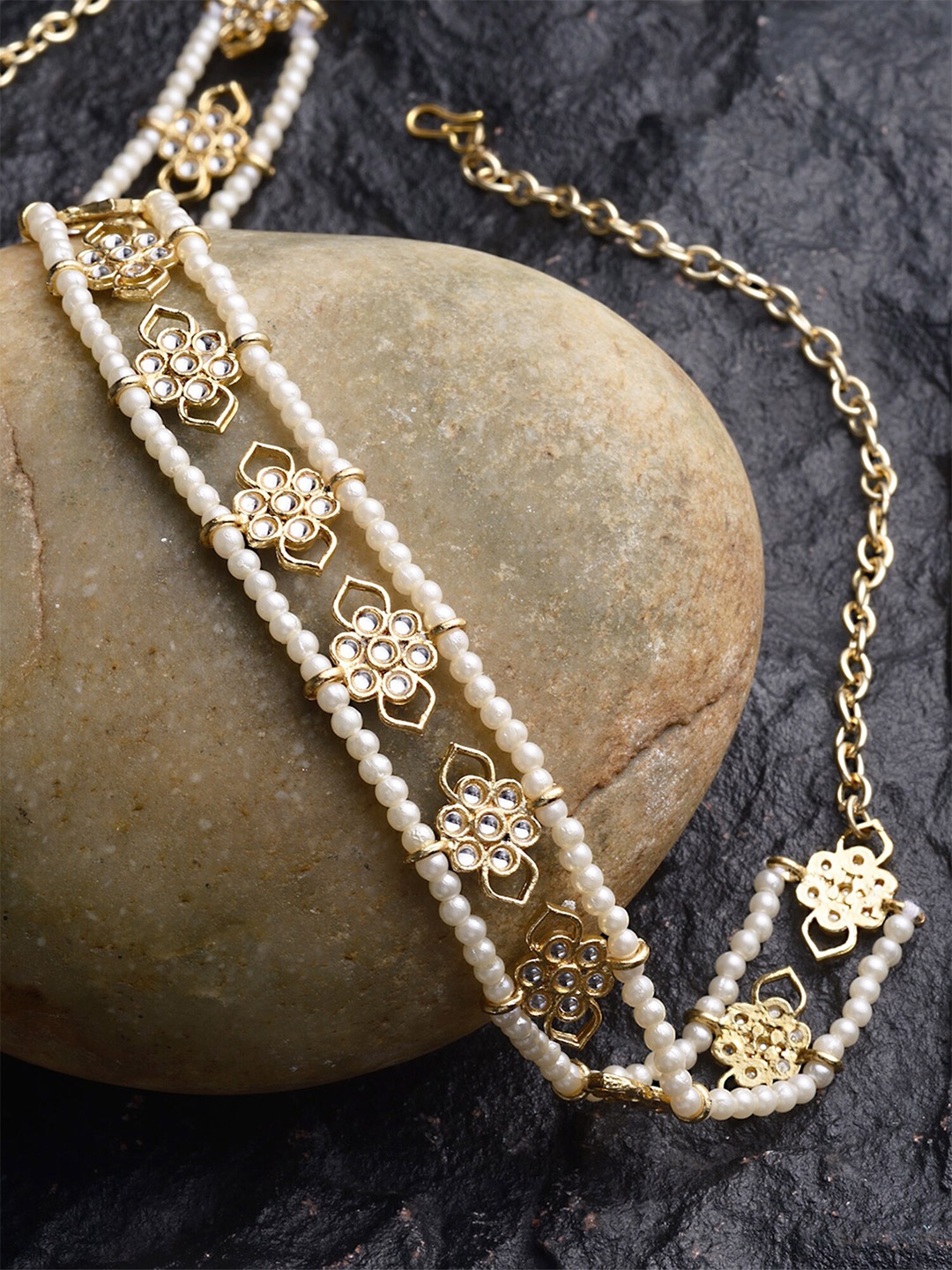 

KARATCART Women Gold-Toned & White Embellished Hairband