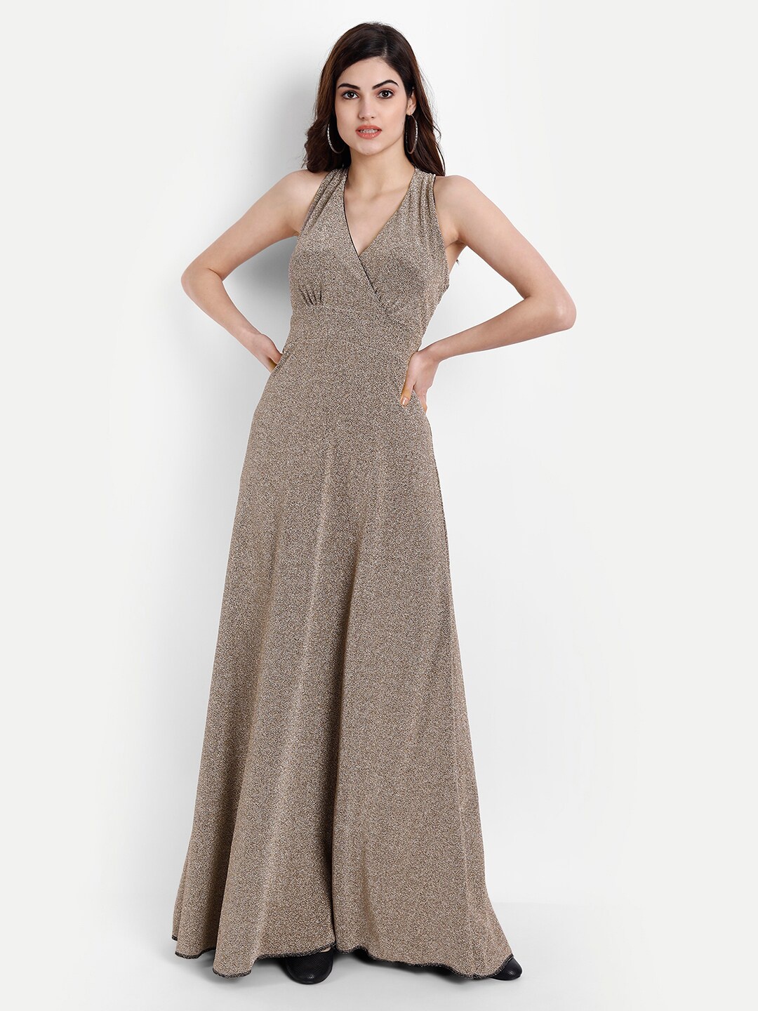 

BROADSTAR Beige Maxi Dress