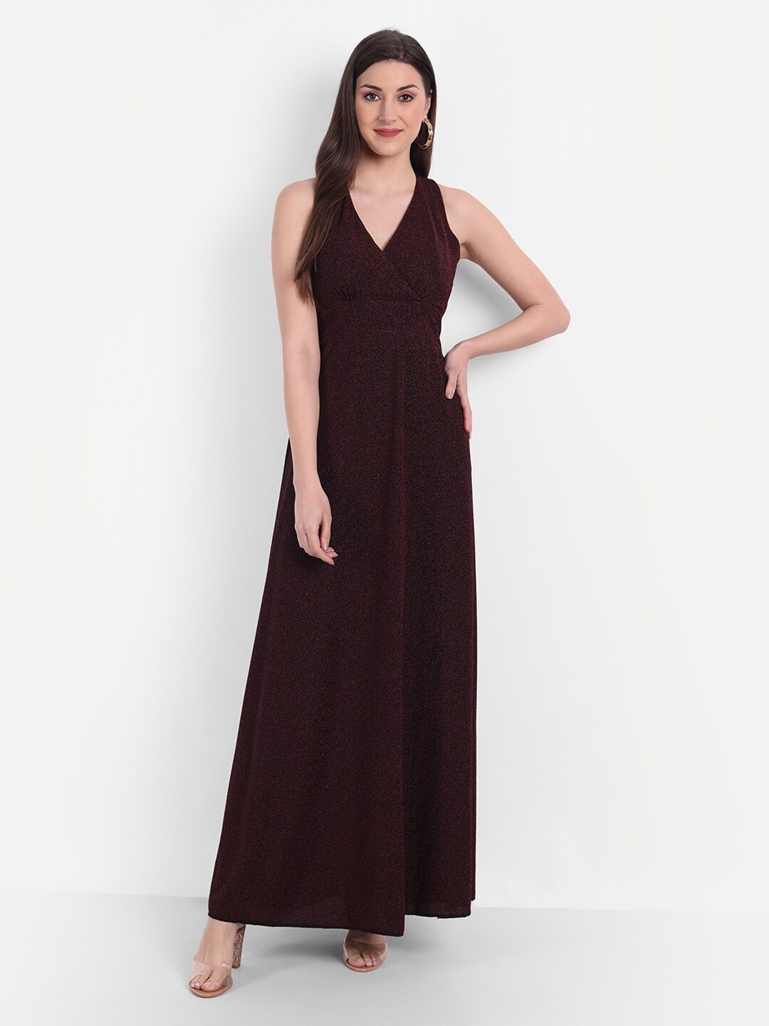 

BROADSTAR Maroon Maxi Dress
