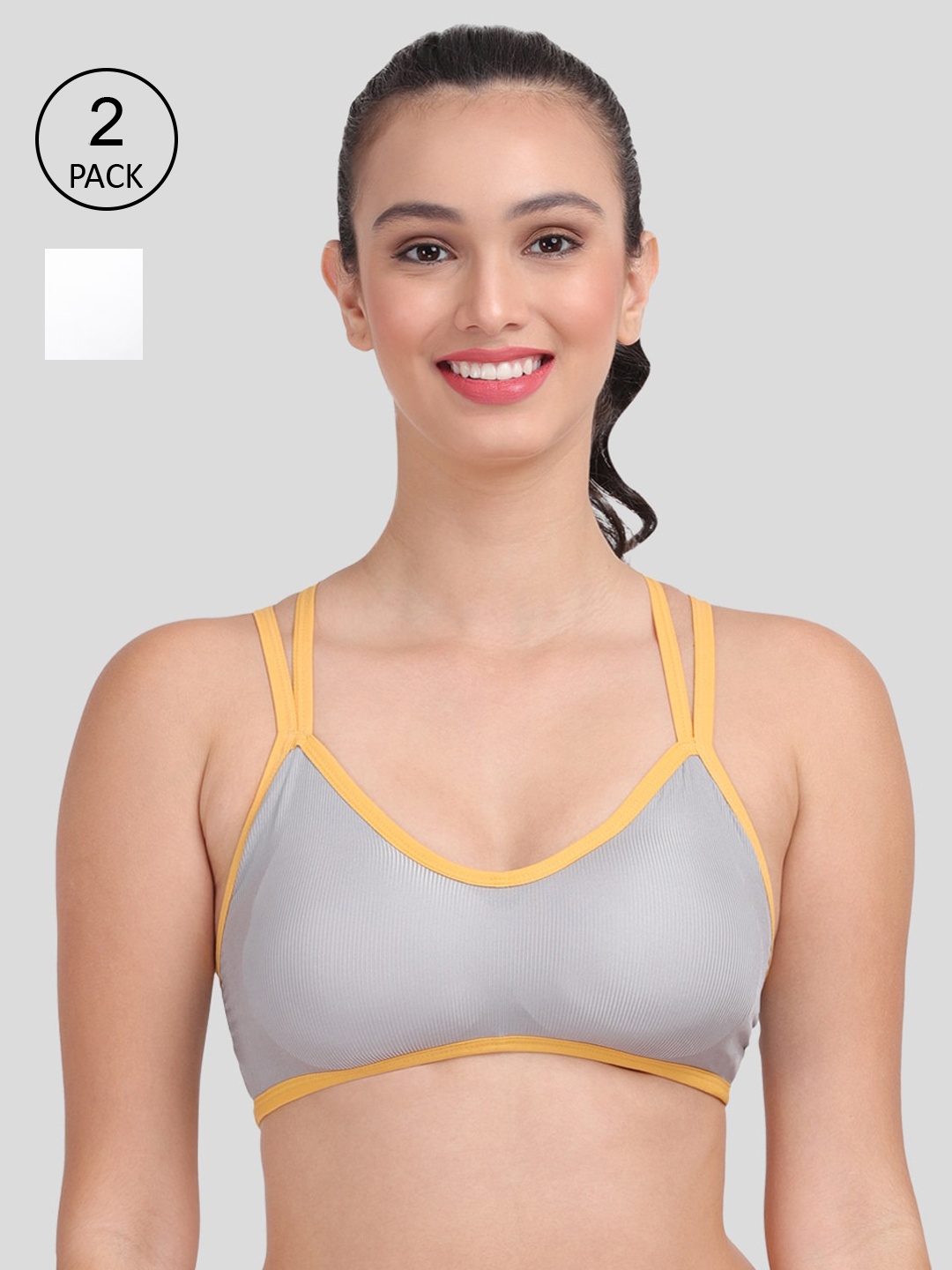 

Amour Secret Pack of 2 Grey & White Dry Fit Sports Bra