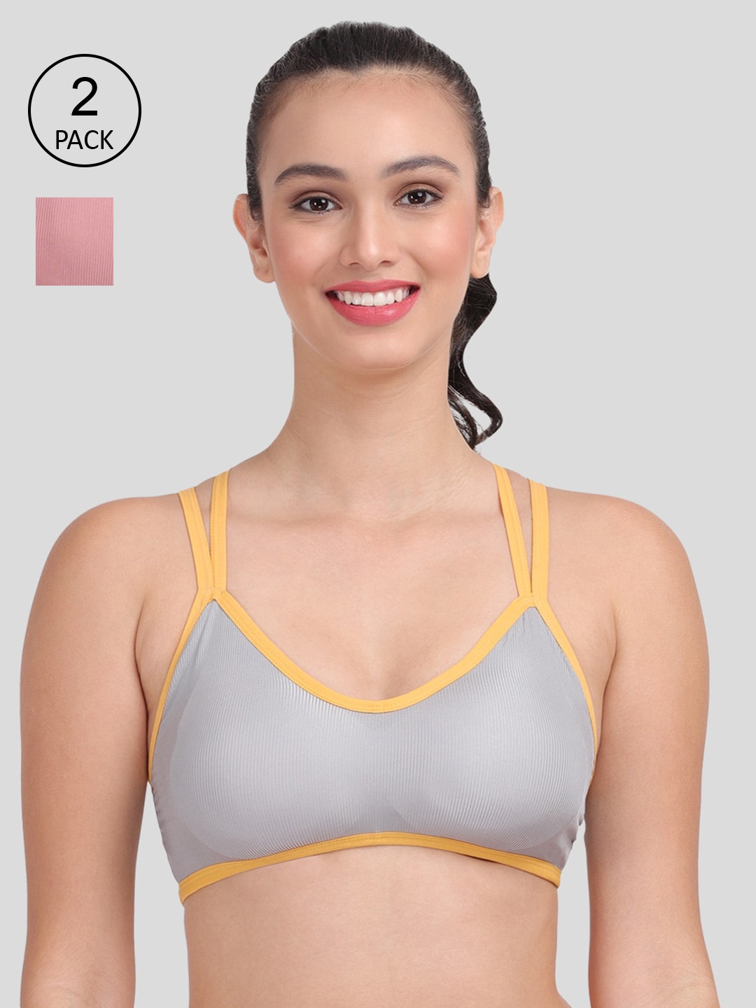 

Amour Secret Pack of 2 Rust & Grey Dry Fit Sports Bra