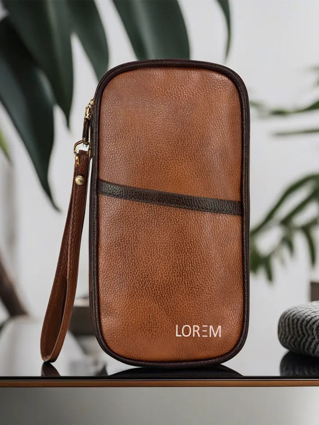 

LOREM Unisex Tan Textured Passport Holder with Passport Holder