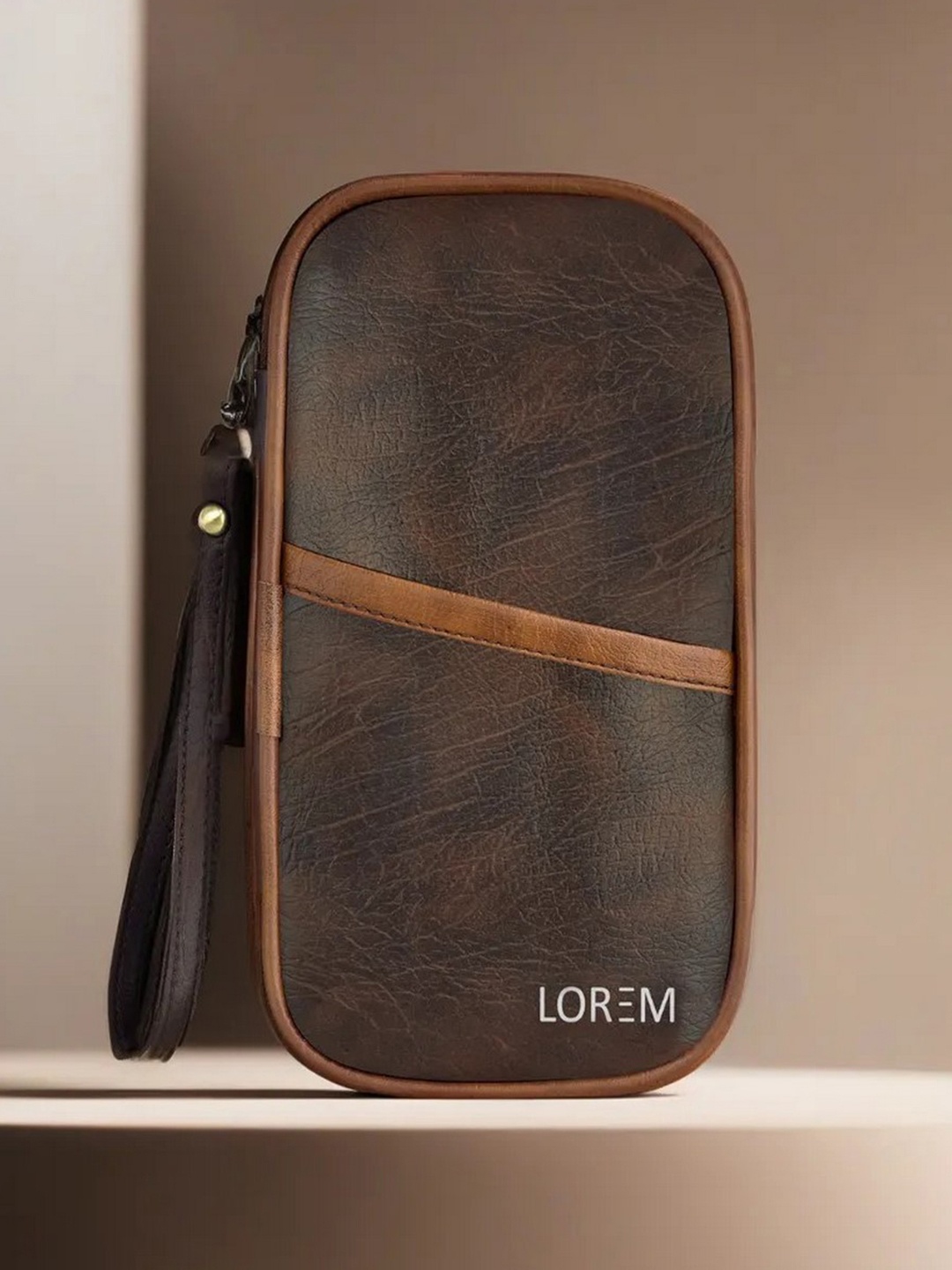 

LOREM Unisex Brown Textured Passport Holder with Passport Holder