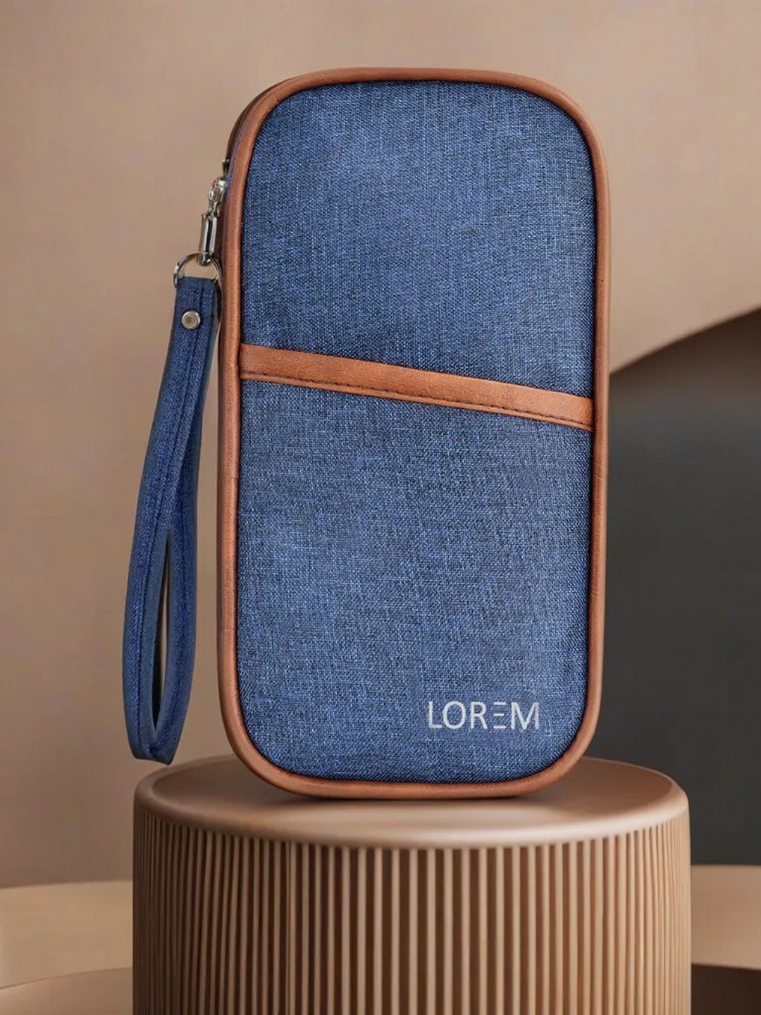 

LOREM Unisex Blue & Orange Textured Passport Holder with Passport Holder