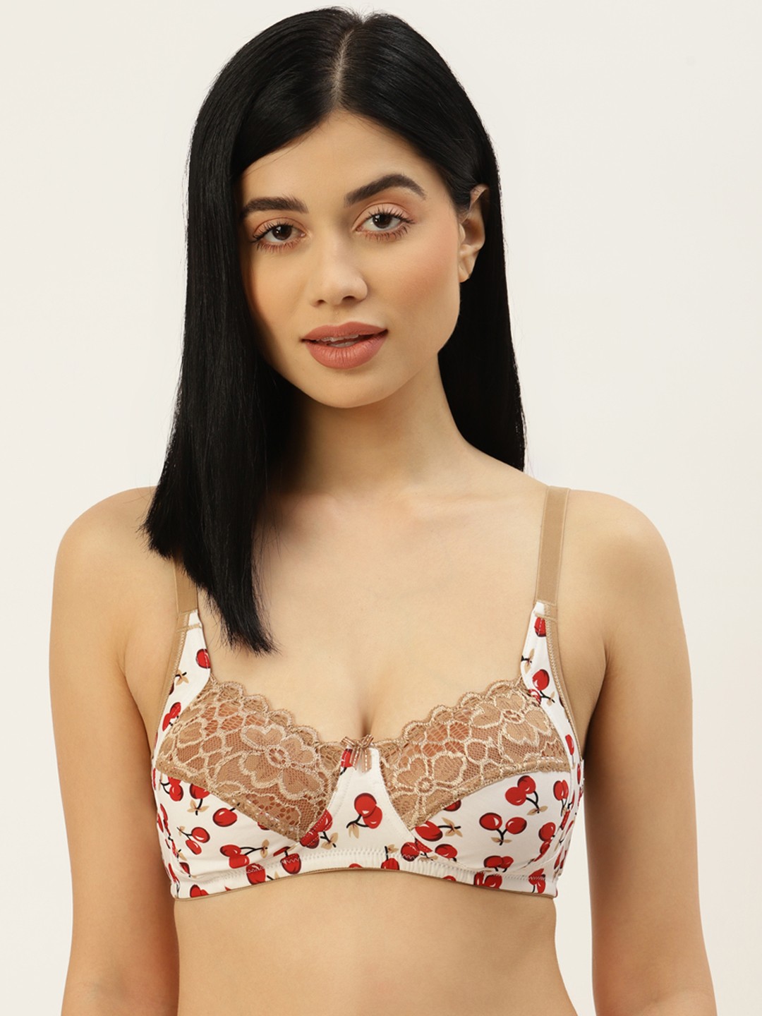 

Leading Lady White & Brown Floral Bra