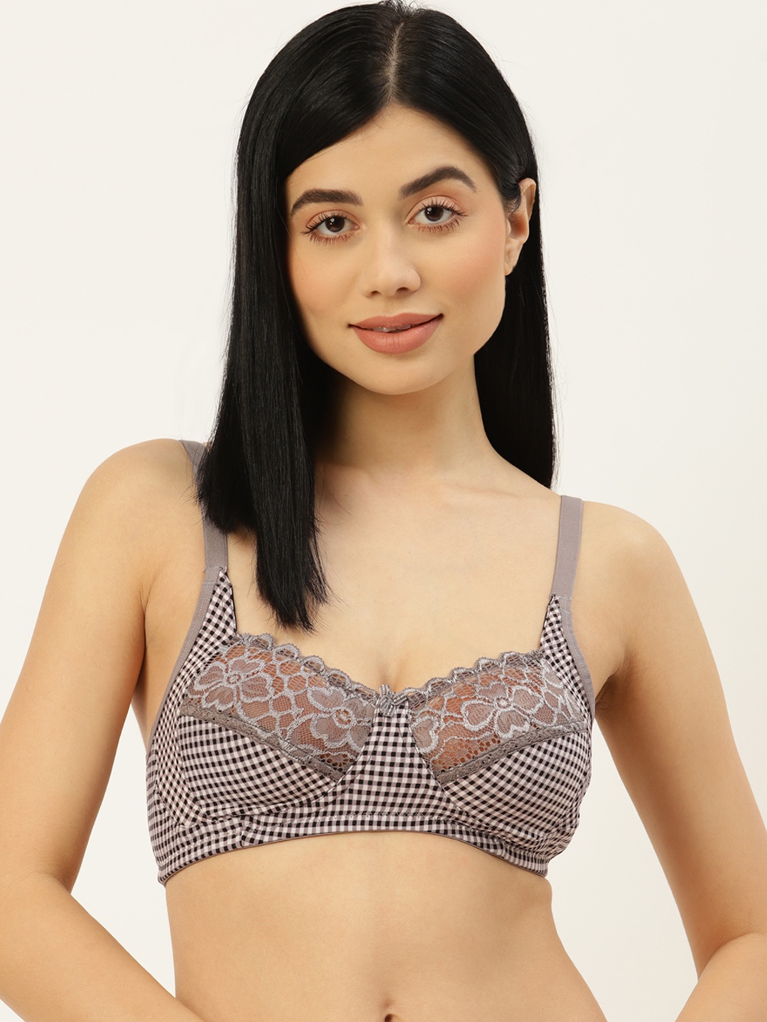 

Leading Lady Black & White Checked Bra